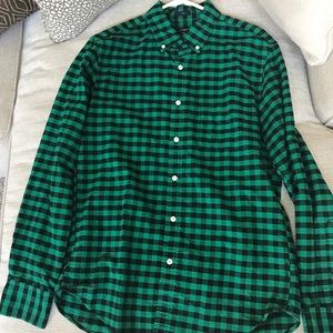 JCrew Green and Black Button Down